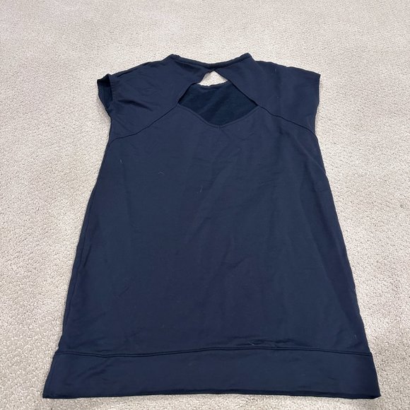 Athleta Dress Cocoon Black French Terry Knit Dolman Sleeve Mini Athleisure LARGE - Picture 7 of 9